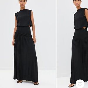 Lioness Black Pleated Maxi Skirt